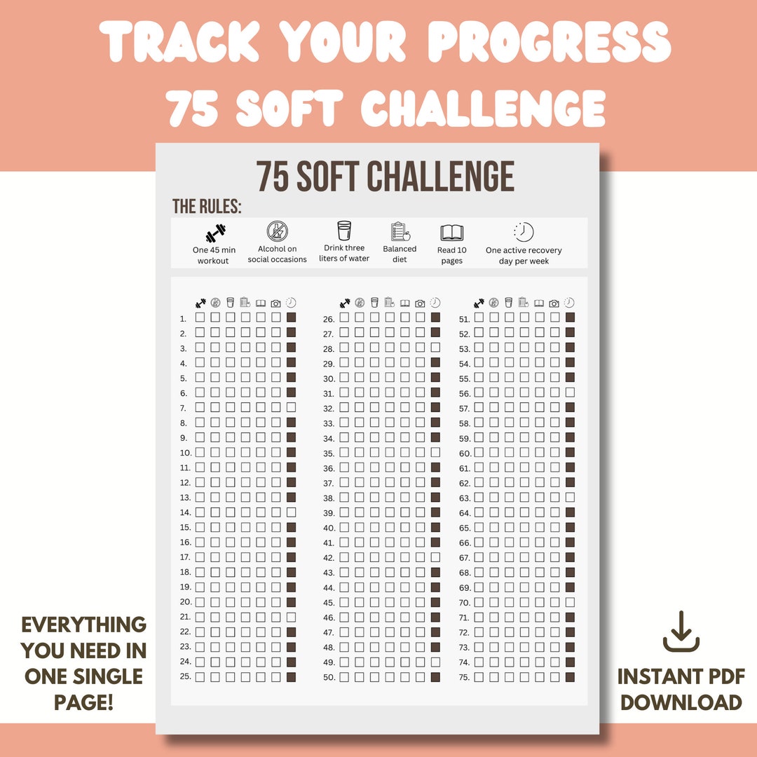 75 Soft Challenge Tracker - Etsy