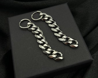 Stainless Steel Chain Hoop Earrings