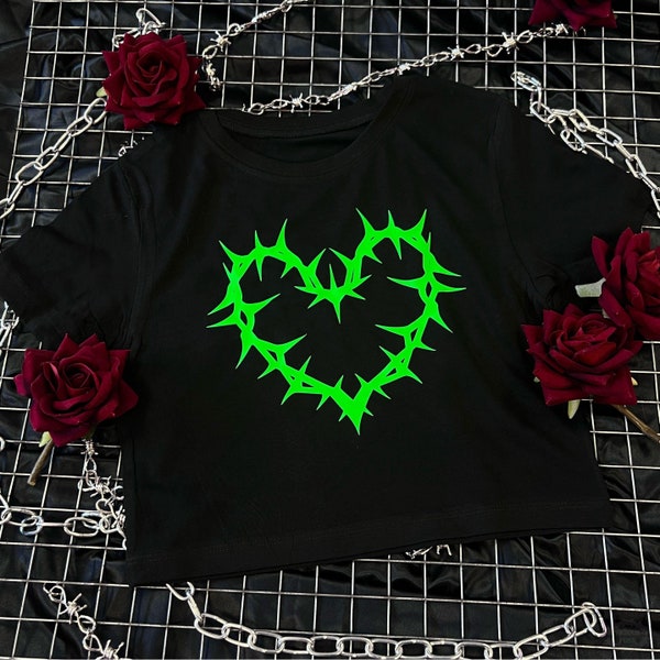 Spikey Heart Cropped Top • Cyberpunk accessories • Sustainable fashion • Grunge clothing • Vests
