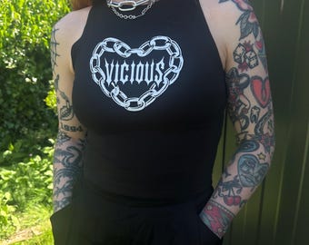 Vicious Chain Bedrucktes Unisex Schwarzes Weste Top