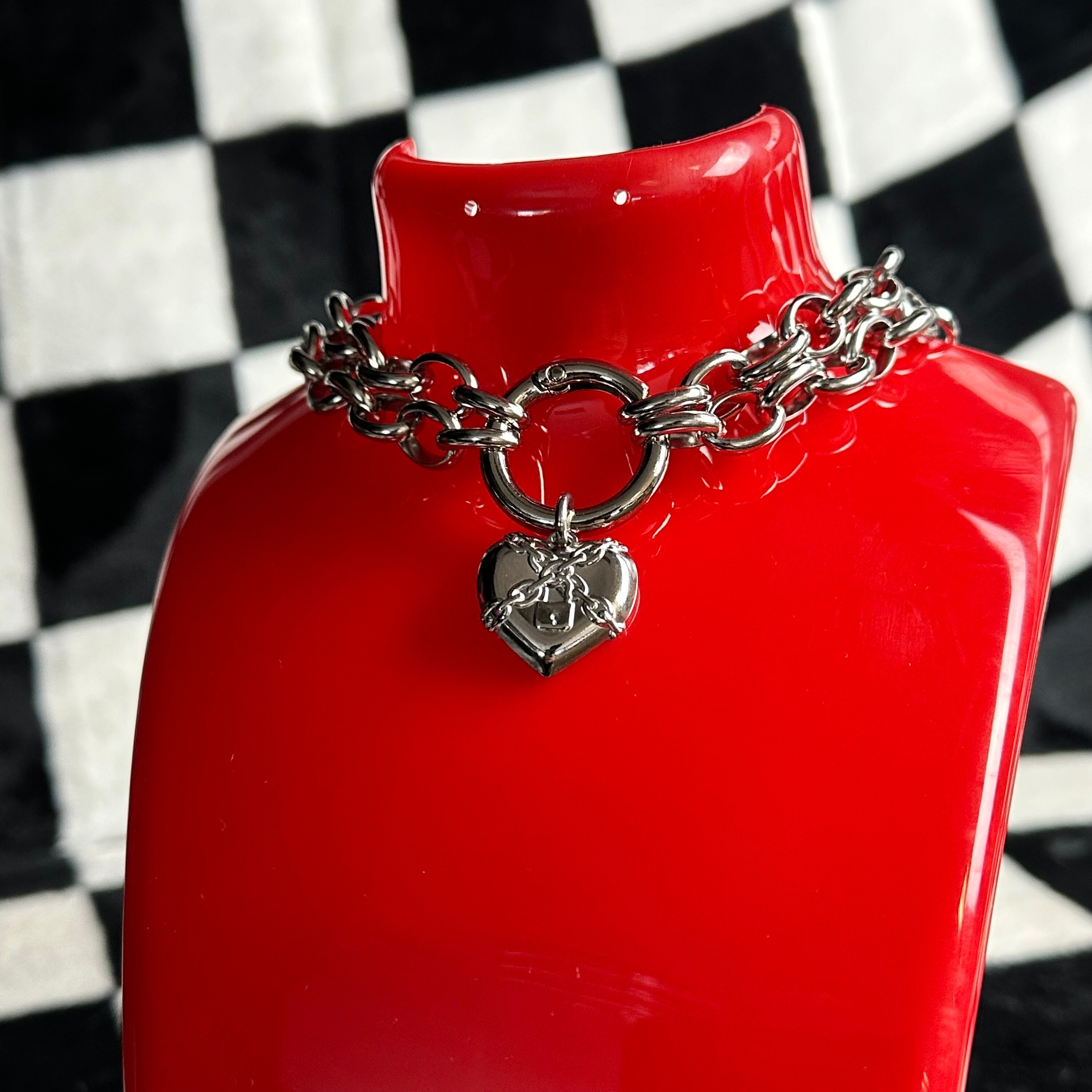 Heart Padlock Necklace Choker - Stainless Steel Lock & Key Collar For Women & Men, Romantic Gift Jewelry