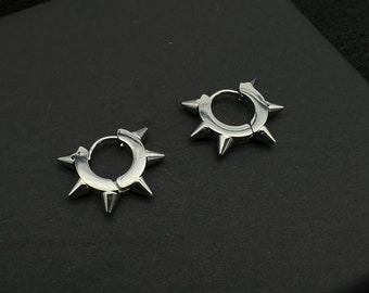 Spiked Huggie Hoop Earrings • Punk Earrings • Stainless steel jewellery