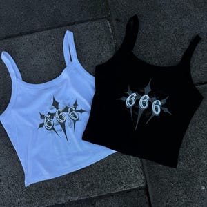 666 Printed Gothic Style Cami Top • Vest Tops • Alternative • Unisex clothing • Cotton Vest • Gothic
