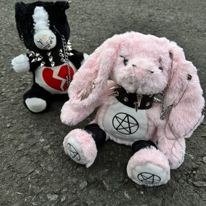 Punk Bunny Plushie - Gothic Accessories - Kawaii - Mini Plushies - Grunge - Soft Toy