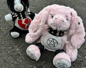 Punk Bunny Plushie - Gothic Accessories - Kawaii - Mini Plushies - Grunge - Soft Toy