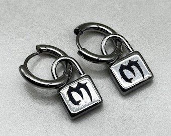 Personalised Gothic Stainless Steel Padlock Hoop Earrings