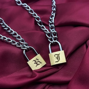 Create Your Own - Gold Padlock Chain Necklace • Personalised jewellery • Industrial necklace • Punk jewellery