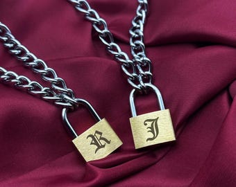 Crie o seu próprio colar com corrente de cadeado dourado • Joias personalizadas • Colar industrial • Joias punk