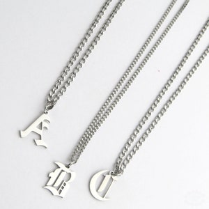 Old English Initial Letter Necklace • Stainless steel jewellery • Alternative accessories • Punk