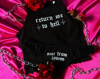 Embroidered Grunge Underwear Set • Genderless • Return me to hell set