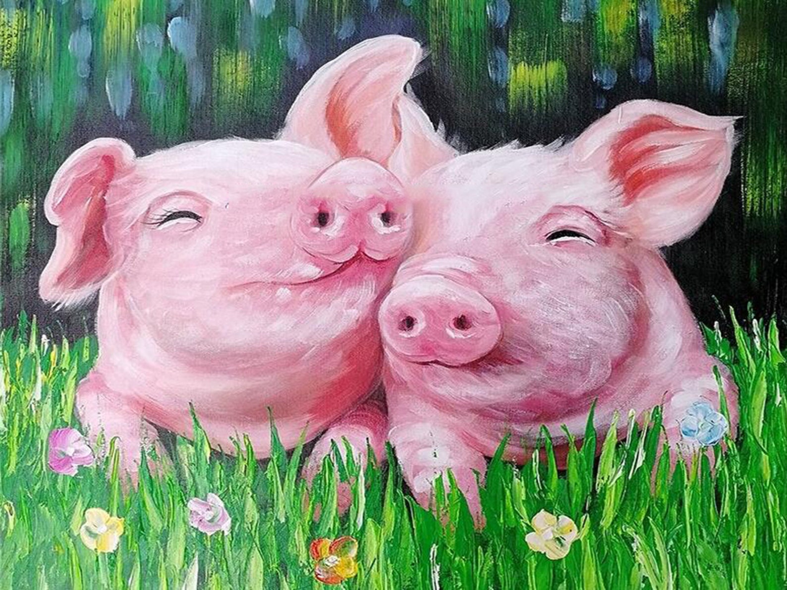 5D Diamond Painting Kit Pig in Sunflowers Mosaic DIY Full Etsy UK