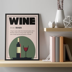 WEIN | Poster, Plakat, Fine Art - Wandkunst, Mid Century Modern, Wein Noun Poster, Weinliebhaber, bedruckbar, Italien, Satz, digitaler Download