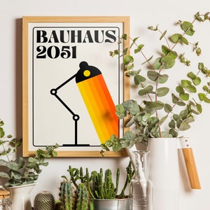 Bauhaus Lampe | Minimalistisches Poster, Bauhaus Design, Schreibtischlampe Illustration, Wohnkultur - Herbstdruck, moderne Kunst, ArtDeco, digitaler Download