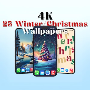 Winter Holiday Wallpapers | Christmas, Phone Screens, Backgrounds, Phone Art, Seasonal Walpapers, Festive, 4K, For Mobile, Digital Download