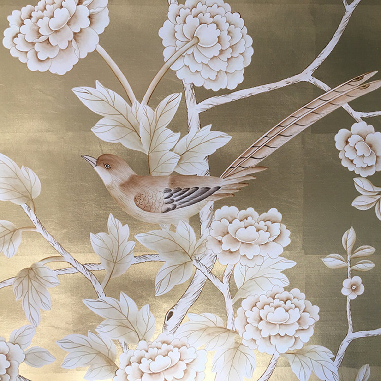 Luxury hand painted gold chinoiserie wallpaper Chinoiserie Etsy