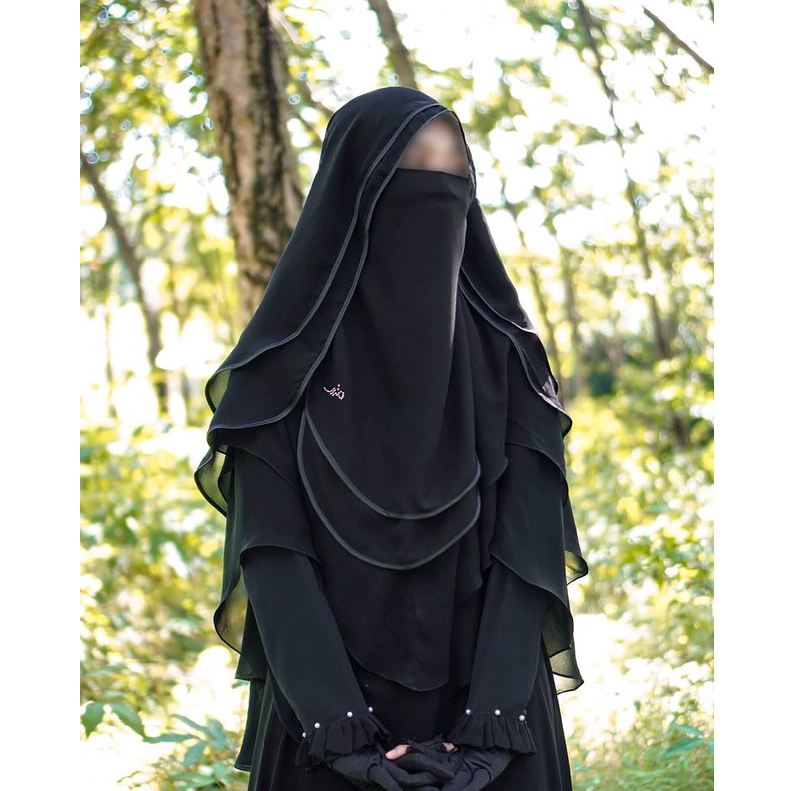 Two Layers Chiffon Niqab Saudi Niqab with Satin Ribbon Etsy