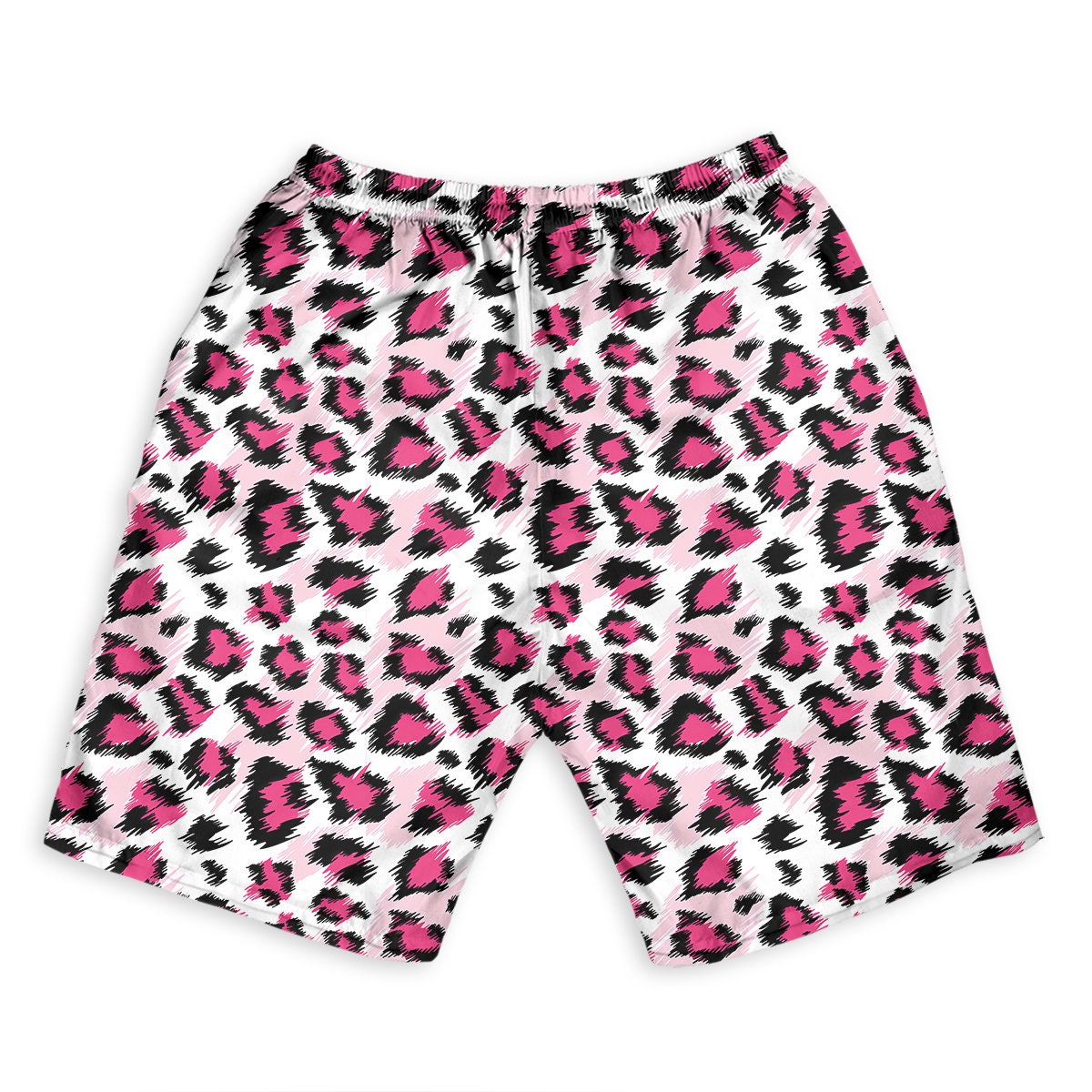 Pink Leopard Seamless Pattern Men Beach Shorts