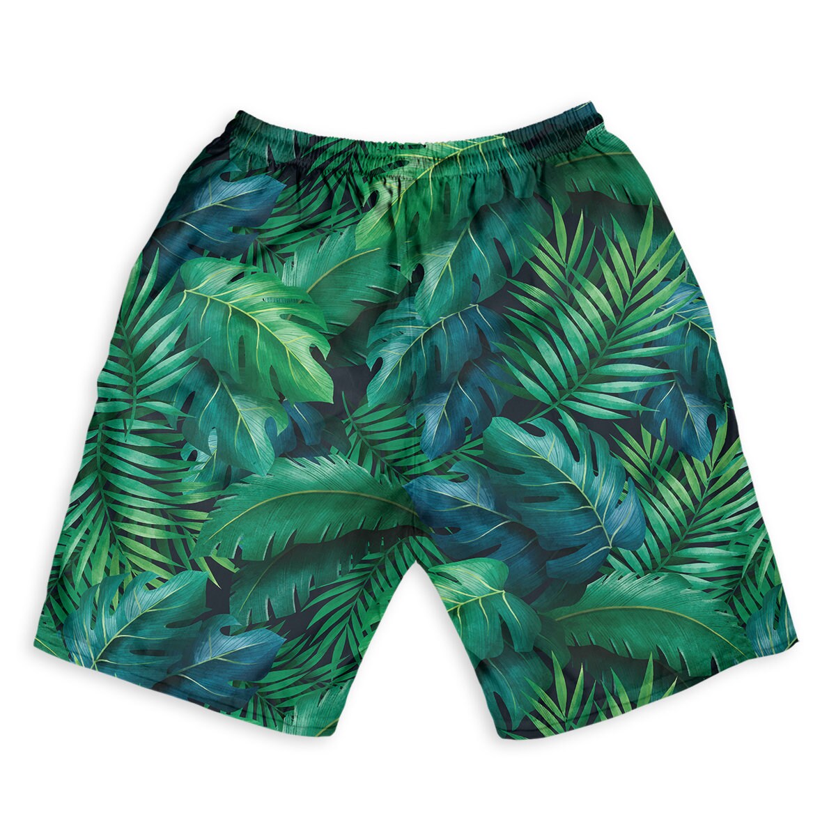 Tropical Green Leaves Men Beach Shorts, Hawaiian clothes, sold by