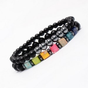 Forever 7 Chakras Beaded Mens Bracelet Set, Yoga Bracelet, Healing Bracelet, Seven Chakras Bracelet
