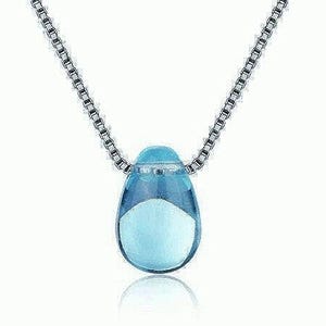 Forever Love - Echt Blau Kristall Wasser Tropfen Anhänger Halskette und Ohrring Geschenk Set (925 Sterling Silber)