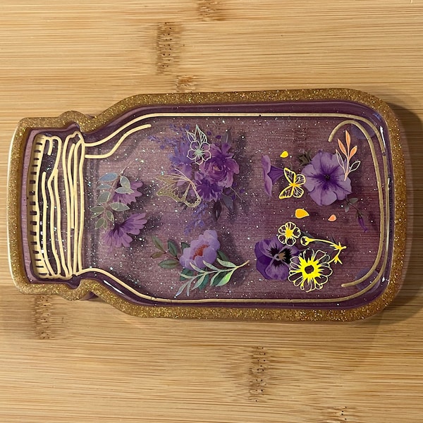 Purple Flower Mason Jar Tray.
