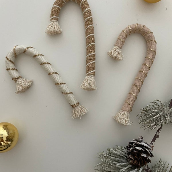 Zuckerstangen Makramee - Baumschmuck - Geschenkanhänger - Weihnachtsdeko