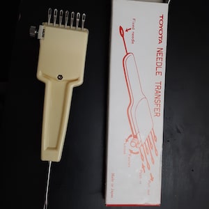 Brand (Brother and Toyota) and generic universal 4.5 and 9mm Transfer Tool for knitting machines. Can be adjusted for 1-7 pegs.