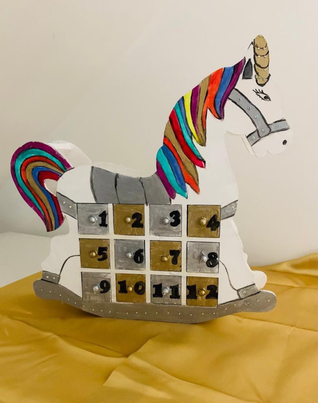 Unicorn Advent Calendar, Christmas Advent Calendar, Wooden Sustainable