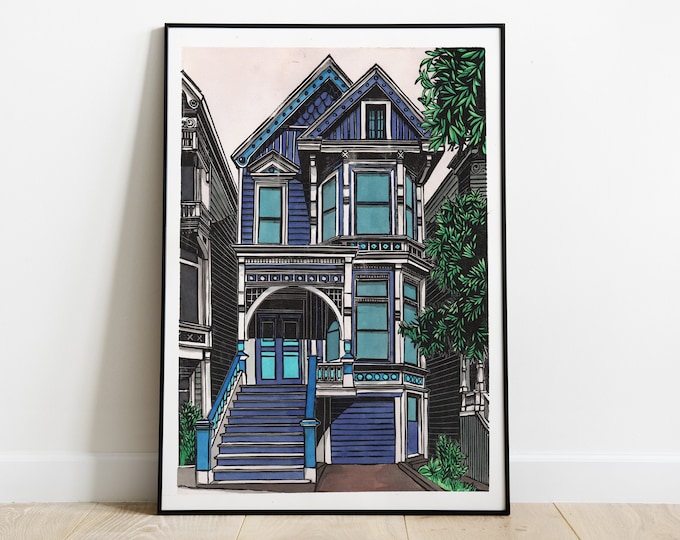 Linocut and watercolor printing – San Francisco