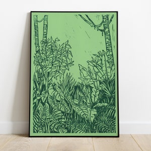 Impression linogravure  - impression d&#39;art originale - Jungle