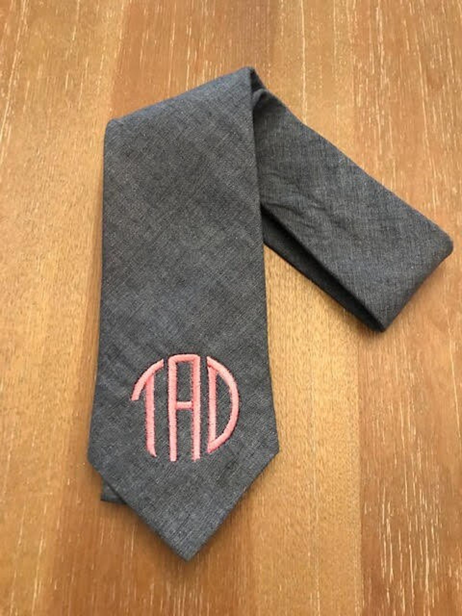 Monogrammed Ties/ personalized Fathers day/ Grooms tie/ Etsy