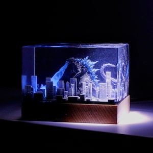 Godzilla resin lamp, Titan resin lamp, Godzilla City Lamp, Epoxy resin lamp