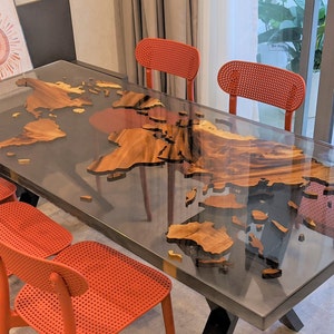Weltkarte Tisch, Wohnzimmertisch, Epoxidharz Tisch, Resin Tischplatte, Tischskulptur