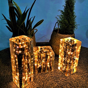 Firefly lamp, Wood Epoxy Table Lamp, Resin Lamp