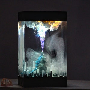 Godzilla resin lamp, Titan resin lamp, Godzilla City Lamp, Epoxy resin lamp