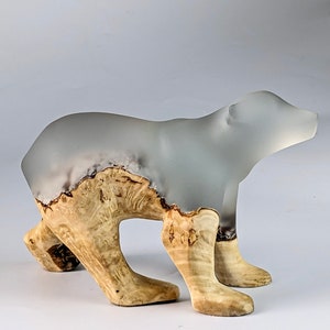 Handcrafted bear statue, Bear sculpture, Resin art