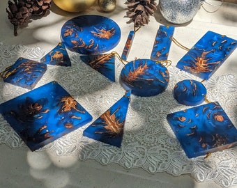Weihnachts Ornament Set, gepresste Blume Weihnachtsbaum Dekoration, gepresste Blumen Kunst, Bauernhaus Dekor, handgefertigte Geschenke