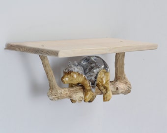 Epoxy shelf, Resin art, Bear sculpture