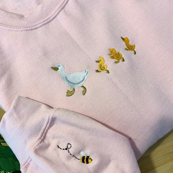 Marching Ducks Embroidered Sweatshirt | Duck Sweatshirt | Cute Duck Sweater |