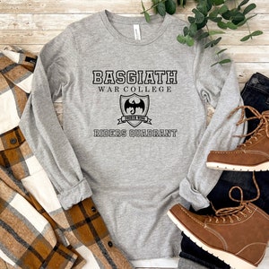 Basgiath War College With Violets Tattoo Unisex Long Sleeve Tee | Fourth Wing Shirt | Fourth Wing Licensed Merch | Bookish Merchandise |