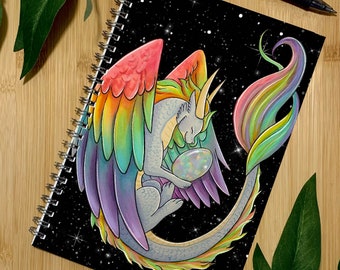 Opal Dragon Spiral Notebook | Dragon Notebook | Dragon Gifts | October Notebook | Birthstones | Opal |