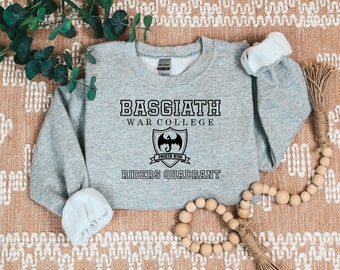 Embroidered Basgiath War College Sweatshirt No Back| Fourth Wing Licensed Merch | Violet Sorrengail Sweater | Bookish Sweatshirts |