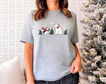 Snowfall Buddies Short-Sleeve Unisex T-Shirt | Polar Bear Shirt | Penguin Shirt | Christmas T-Shirt