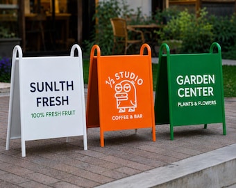 Custom Metal A Frame Sidewalk Sign, Open Sandwich Board for Cafe Bakery Coffee Shop