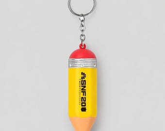 Pencil Stress Reliever Keychain, Custom Logo Pencil Keychain, Cute Squeeze Toy Key Ring, Teacher Gift, School Promotion Gift