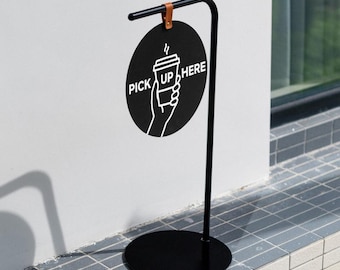 Double Sided Metal Floor Standing Business Display Signage, Storefront Directional Sign for Retail, Cafe and Events