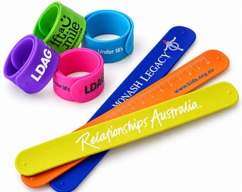 Custom Slap Bracelets with Logo, Personalized Silicone Wristbands for Gifts Events