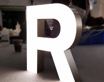 Custom 3D Steel Front Luminous Letter Signs - Personalized LED Backlit Metal Letters for Business, Store, Office, Home Signage