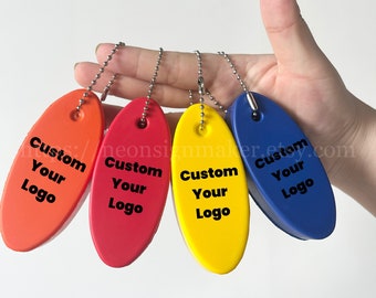 Custom PU floating keychain, personalized fishing beach gift, camping sailboat pool logo oval floating pendant hang tag, Father&#39;s Day gift