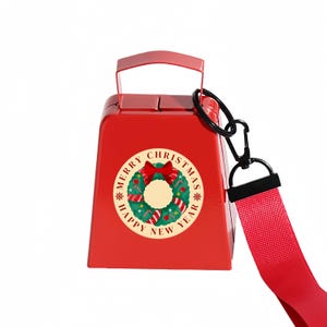 Personalized Christmas Cowbell with Custom Text, Cheer Cowbell Sports Noisemaker for Cheerleaders, Football Games